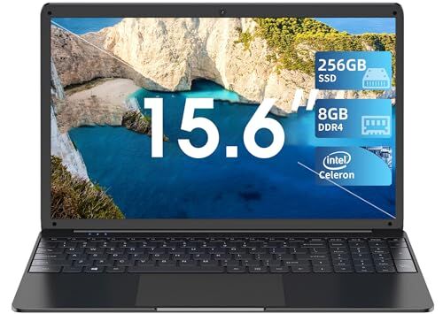 SGIN 15,6" Laptop 8GB RAM 256GB SSD ROM PC portatile (TF 512 GB), Celeron N4000 (fino a 2,8 GHz), HD IPS, 2 x USB 3.0, Bluetooth 4.2, WiFi Dual Band