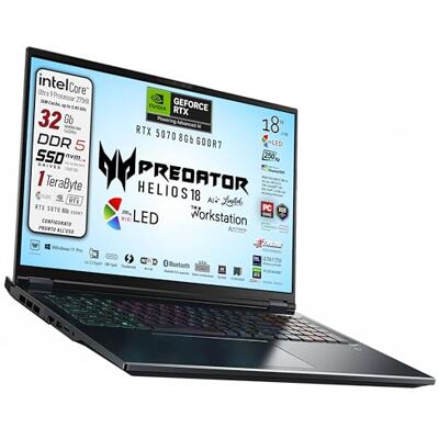 Acer Predator Helios 18Ai Portatile Gaming, Limited edition Nvidia Rtx 5070 Intel Ultra 9-275HX, RAM 32GB DDR5 SSD Pci 1TB, Display 18" WQXGA 250Hz MINILED, GeForce RTX 5070 8GB GDDR7, Preconfigurato Acer Predator Helios 18Ai Portatile Gaming, Limited edition Nvidia Rtx 5070 Intel Ultra 9-275HX, RAM 32GB DDR5 SSD Pci 1TB, Display 18" WQXGA 250Hz MINILED, GeForce RTX 5070 8GB GDDR7, Preconfigurato