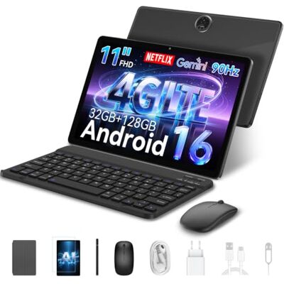Blackview ZENO5 Tablet Android 16 con tastiera, Tablet 11 pollici, 4G LTE, 32GB RAM + 128GB ROM, display HD 90 Hz, 8300 mAh, GPS, Gemini AI, Widevine L1, Face ID, con penna e mouse, tablet per lavoro e studio Blackview ZENO5 Tablet Android 16 con tastiera, Tablet 11 pollici, 4G LTE, 32GB RAM + 128GB ROM, display HD 90 Hz, 8300 mAh, GPS, Gemini AI, Widevine L1, Face ID, con penna e mouse, tablet per lavoro e studio