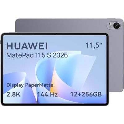 Huawei MatePad 11.5 S 2026 Tablet con Display PaperMatte ultra-luminoso 2.8K 144Hz, 12+256GB, Batteria da 8800 mAh, SuperCharge 40W, WiFi 6+, Bluetooth 5.2, Notes, GoPaint, Garanzia di 30 mesi Huawei MatePad 11.5 S 2026 Tablet con Display PaperMatte ultra-luminoso 2.8K 144Hz, 12+256GB, Batteria da 8800 mAh, SuperCharge 40W, WiFi 6+, Bluetooth 5.2, Notes, GoPaint, Garanzia di 30 mesi