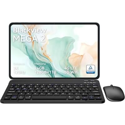 Blackview Mega2 Tablet 12 Pollici Android 15, 24GB RAM + 128GB ROM, 120HZ 2K FHD Gaming Tablet con Tastiera Mouse Mouse Auricolare, 4G LTE+5G WiFi, 9000 mAh, WideVine L1, blu Blackview Mega2 Tablet 12 Pollici Android 15, 24GB RAM + 128GB ROM, 120HZ 2K FHD Gaming Tablet con Tastiera Mouse Mouse Auricolare, 4G LTE+5G WiFi, 9000 mAh, WideVine L1, blu