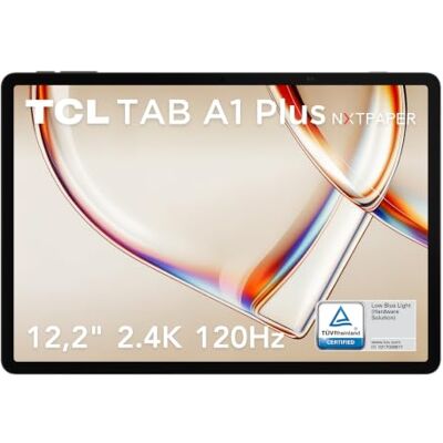 TCL Tablet Android TAB A1 Plus NXTPAPER, 12,2" 2.4K 120Hz, 6+256GB, octa-core, AI, 10000mAh, 4 speaker, unibody metallo, per lavoro e svago TCL Tablet Android TAB A1 Plus NXTPAPER, 12,2" 2.4K 120Hz, 6+256GB, octa-core, AI, 10000mAh, 4 speaker, unibody metallo, per lavoro e svago