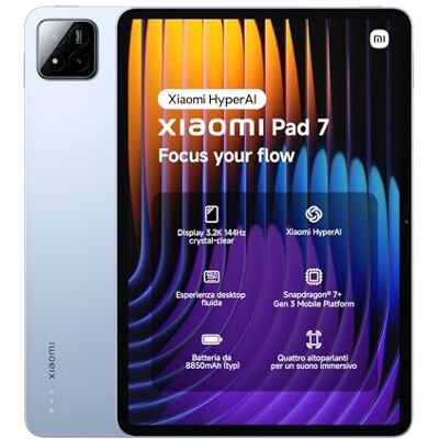 Xiaomi Pad 7, 8+256GB, Blue, batteria da 8850mAh Xiaomi Pad 7, 8+256GB, Blue, batteria da 8850mAh