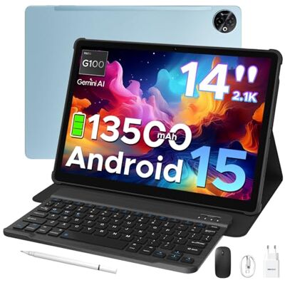 DOOGEE Tab E3 Max Tablet 14 Pollici 2,1K FHD+, Tablet Android 15, Batteria 13500mAh Tablet con Sim, Processore Helio G100 Octa-core, 32GB RAM + 256GB ROM (2 TB TF), 16MP+8MP, 4G LTE/5G Wi-Fi/GPS DOOGEE Tab E3 Max Tablet 14 Pollici 2,1K FHD+, Tablet Android 15, Batteria 13500mAh Tablet con Sim, Processore Helio G100 Octa-core, 32GB RAM + 256GB ROM (2 TB TF), 16MP+8MP, 4G LTE/5G Wi-Fi/GPS