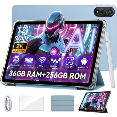 Blackview 2026 Tablet da 12" Android 15, 36 GB RAM, 256 GB ROM, Blu Mega 2 WiFi Lavoro/Studio: Chat IA, Riepilogo, OCR. 12" 2K 90Hz, 16MP+8MP, 9000mAh, 615g, Face ID, GMS, Bluetooth 5.2 Blackview 2026 Tablet da 12" Android 15, 36 GB RAM, 256 GB ROM, Blu Mega 2 WiFi Lavoro/Studio: Chat IA, Riepilogo, OCR. 12" 2K 90Hz, 16MP+8MP, 9000mAh, 615g, Face ID, GMS, Bluetooth 5.2