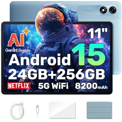 Blackview Tablet 11 Pollici Android 15 Gemini AI, 24 GB RAM + 256 GB ROM (2 TB TF) 8200 mAh/1920 * 1200 FHD IPS Widevide L1/Face ID/Mode PC/Octa-Core Tablet con Cover Blackview Tablet 11 Pollici Android 15 Gemini AI, 24 GB RAM + 256 GB ROM (2 TB TF) 8200 mAh/1920 * 1200 FHD IPS Widevide L1/Face ID/Mode PC/Octa-Core Tablet con Cover