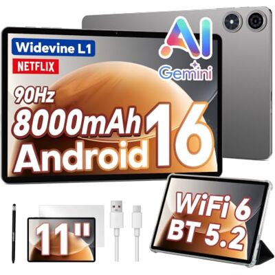 TECLAST P50T Tablet 11" 90Hz Android 16, 16GB+128GB+5TB 8000mAh BT5.2 WiFi6 con Custodia+Penna/Gemini AI/13+5MP Camera/Widevine L1/2GHz Octa-Core/GPS/OTG TECLAST P50T Tablet 11" 90Hz Android 16, 16GB+128GB+5TB 8000mAh BT5.2 WiFi6 con Custodia+Penna/Gemini AI/13+5MP Camera/Widevine L1/2GHz Octa-Core/GPS/OTG
