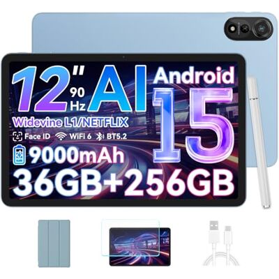 Blackview Tablet 12 Pollici Android 15 Tablet 90Hz, 36GB RAM+ 256GB ROM/2TB TF, Octa-core 2.0GHz Chip, 9000mAh 1200 * 2000 IPS WiFi 6 16MP + 8MP BT5.2 Widevine L1 GMS GPS Face ID Blackview Tablet 12 Pollici Android 15 Tablet 90Hz, 36GB RAM+ 256GB ROM/2TB TF, Octa-core 2.0GHz Chip, 9000mAh 1200 * 2000 IPS WiFi 6 16MP + 8MP BT5.2 Widevine L1 GMS GPS Face ID