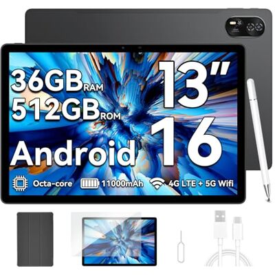 Blackview MEGA 8 Android 16 Tablet 13 Pollici,36GB RAM + 512GB ROM (TF 2TB),Octa Core T620 2.2GHz,50MP+13MP,2K FHD/90Hz,Doppio SIM 4G LTE+5G WiFi Gaming Tablets,11000mAh/18W,Widevine L1/AI/GPS/Pen Blackview MEGA 8 Android 16 Tablet 13 Pollici,36GB RAM + 512GB ROM (TF 2TB),Octa Core T620 2.2GHz,50MP+13MP,2K FHD/90Hz,Doppio SIM 4G LTE+5G WiFi Gaming Tablets,11000mAh/18W,Widevine L1/AI/GPS/Pen