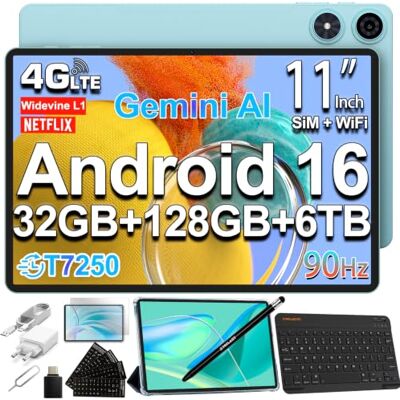 TECLAST P50 Tablet 11 Pollici 90Hz Tablets Android 16, T7250 2GHz Octa-Core, 32GB+128GB+6TB TF, 8000mAh, Dual SIM 4G LTE+5G WiFi, Widevine L1/13MP/GPS, Gemini AI Tablet con Tastiera+Penna+Custodia+OTG TECLAST P50 Tablet 11 Pollici 90Hz Tablets Android 16, T7250 2GHz Octa-Core, 32GB+128GB+6TB TF, 8000mAh, Dual SIM 4G LTE+5G WiFi, Widevine L1/13MP/GPS, Gemini AI Tablet con Tastiera+Penna+Custodia+OTG
