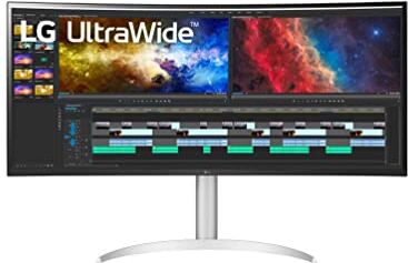 LG 38WP85C Monitor 38" QuadHD+ UltraWide Curvo 21:9 LED IPS HDR 10, 3840x1600, 1 Miliardo di Colori, AMD FreeSync, HDMI 2.0 (HDCP 2.2), Display Port 1.4, USB-C, Audio Stereo 20W, Flicker Safe, Bianco