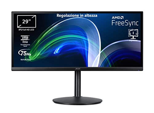 Acer CB292CUbmiipruzx Monitor PC 29", Display IPS Full HD, 75 Hz, 1ms, 21:9, FreeSync, HDMI 2.0, DP 1.4, USB3.1 Type-C, USB3.0, Speaker Integrati, Regolazione in Altezza, Cavi HDMI, DP, Type-C, USB3.0