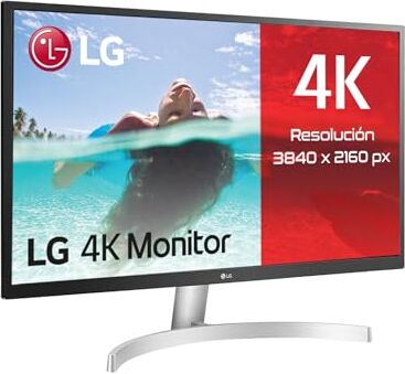 LG 27UL500 Monitor 27" UltraHD 4K LED IPS HDR 10, 3840x2160, 1 Miliardo di Colori, AMD FreeSync 60Hz, HDMI 2.0 (HDCP 2.2), Display Port 1.4, Uscita Audio, Flicker Safe, Bianco