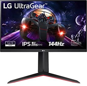 LG 24GN65R UltraGear Gaming Monitor 24" Full HD IPS HDR 10, 1920x1080, 1ms, AMD FreeSync Premium 144Hz, HDMI 2.0 (HDCP 2.2), Display Port 1.4, AUX, Stand Pivot, Flicker Safe, Nero