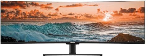 Nilox NXMMELED49CRVD Monitor Curvo 49 Pollici Ultra-Wide con Tecnologia ELED e Pannello VA, Monitor 144Hz e HDR 400, Tempo di Risposta 1ms, FreeSync Premium e Soundbar Posteriore, HDMI e DP