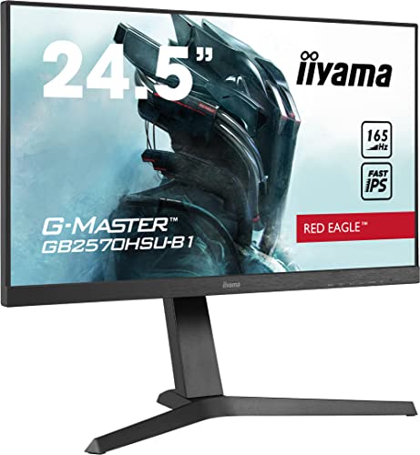 IIYAMA G-Master GB2570HSU-B1 24.5 Inch Fast (FLC) IPS LCD,165Hz,0.5ms,FreeSync Premium,HDR10,Full HD 1920x1080,400 cd/m² Brightness,1 x HDMI,1 x DisplayPort,2 x USB,2 x 2W Speakers,HA Stand