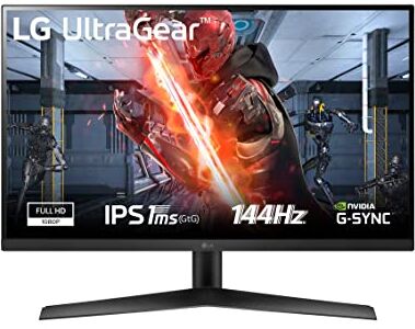 LG 27GN60R UltraGear Gaming Monitor 27" Full HD IPS HDR 10, 1920x1080, 1ms, AMD FreeSync Premium 144Hz, HDMI 2.0 (HDCP 2.2), Display Port 1.4, AUX, Flicker Safe, Nero