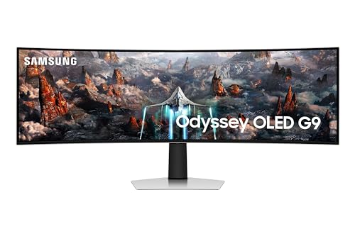 Samsung Gaming Odyssey OLED G9 (S49CG934), Curvo (1800R), 49'', 5120x1440 (DQHD), 32:9, HDR10+, OLED, 240Hz, 0,03ms (GtG), Compatibilità G-Sync, Micro HDMI, USB 3.0, DP, Casse