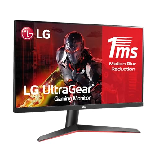 LG Monitor da gioco UltraGear Full HD da 24 pollici, 75 Hz, 5 ms, 1000:1, 250 nit, NTCS 72%, 16:9, HDMI, DisplayPort, tecnologia AMD FreeSync, connettività universale, colore nero