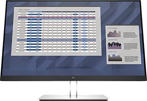 HP E27 G4 Monitor Business, Schermo IPS FHD 27”, Tempo Risposta 5ms Overdrive, Risoluzione 1920 x 1080, Antiriflesso, Inclinazione/Altezza/Pivot Regolabili, DiplayPort, HDMI, VGA, USB, Argento