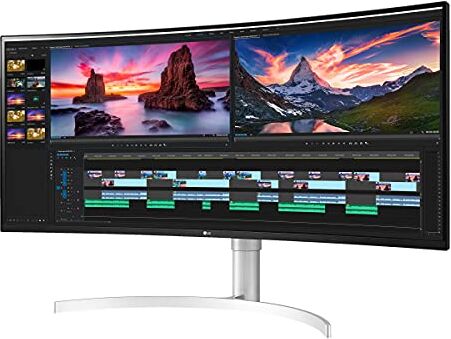 LG 38WN95C Monitor 38" QuadHD+ UltraWide Curvo 21:9 LED NanoIPS 1ms HDR 600, 3840x1600, AMD FreeSync 144Hz, Audio Stereo, HDMI 2.0 (HDCP 2.2), Display Port 1.4, Thunderbolt 3, Flicker Safe, Bianco