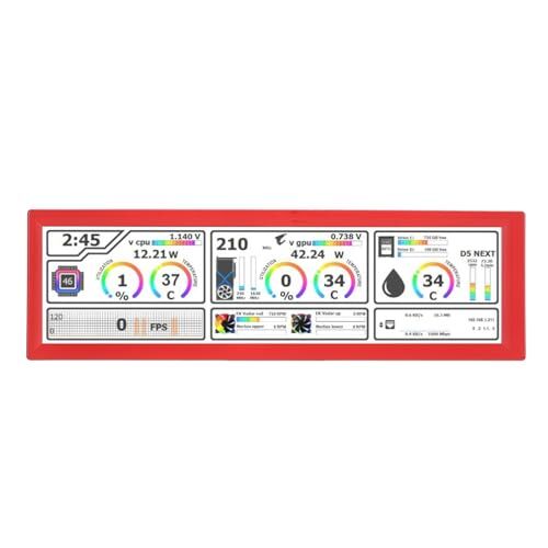 Sxhlseller Display Temperatura PC LCD, Display Temp Computer da 8,8 Pollici, Pannello Sensore PC Mini Schermo Secondario con Supporto a Tema Dinamico, Operazione a Chiave (rosso)