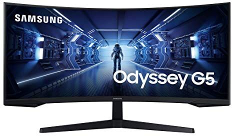 Samsung Gaming Odyssey G5 (C34G55), Curvo (1000R), 34", 3440x1440 (Ultra WQHD), 21:9, HDR10, VA, 165 Hz, 1 ms (MPRT), FreeSync Premium, HDMI, Display Port, Ingresso Audio, PBP, Flicker free