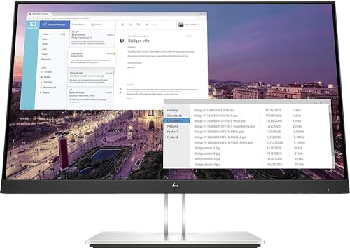 HP E23 G4 FHD Monitor, Schermo da 23 Pollici Full HD, Risoluzione 1920 x1080 Pixel a 60 Hz, Micro-Edge, Antiriflesso, Tempo di Risposta 5 ms, HDMI 1.4 e VGA, 4 Porte USB-A, 1 DisplayPort, Nero