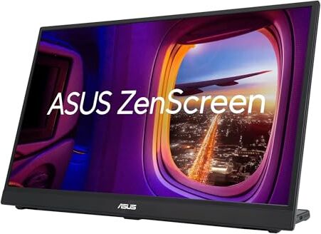 Asus ZenScreen MB17AHG Monitor Portatile 17” pollici (17,3), Pannello IPS FHD (1920 x 1080), 144 Hz, Tecnologia SmoothMotion, USB Type-C, HDMI, Filtro Luci Blu, Anti-sfarfallio, Ecosostenibile, Nero