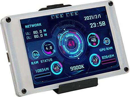 Zunate Monitor della Temperatura del Computer da 3,5 Pollici, Display del Pannello del Sensore del PC Dual USB Display della Temperatura del PC Display a Schermo Intero IPS Schermo