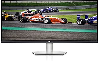 Dell S3422DW 34" WQHD (3440x1440) 21:9 1800R Monitor Curvo, 100Hz, VA, 4ms, AMD Radeon FreeSync, Altoparlanti integrati, DisplayPort, 2x HDMI, 3x USB, 3 Anni di Garanzia, Argento