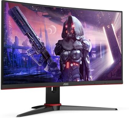 AOC Gaming C24G2AE Monitor da 24 pollici Full Hd, 165Hz., 1ms, FreeSync Premium (1920 x 1080,2 x HDMI, DisplayPort), colore: Nero/Rosso