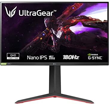 LG 27GP850P UltraGear Gaming Monitor 27" QHD NanoIPS HDR 400, 2560x1440, 1ms, G-Sync Compatible, AMD FreeSync Premium Pro 180Hz, HDMI 2.0 (HDCP 2.2), Display Port 1.4, USB 3.0, AUX, Flicker Safe, Nero