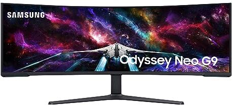 Samsung Gaming Odyssey Neo G9 (S57CG952), Curvo (1000R), 57'', 7680x2160 (Dual UHD), 32:9, Mini LED, HDR1000, VA, 240 Hz, 1 ms (GtG), FreeSync Premium Pro, HDMI, USB, Display Port 2.1