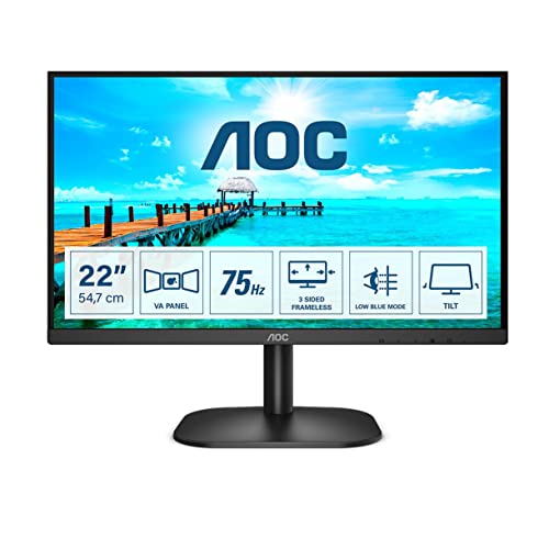 AOC 22B2H Monitor Italia LED da 21.5" VA Panel, FHD, 1920x1080, 75Kz, VGA, HDMI, Nero