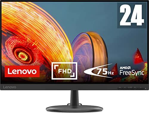 Lenovo D24-20 Monitor Display 23.8" FullHD (1920x1080, VA, 4 ms, 75Hz, Input HDMI+VGA, Cavo VGA, FreeSync) Inclinazione regolabile Raven Black