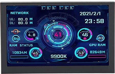 ciciglow Mini Schermo USB, 5 Pollici Monitor Temperatura PC, AIDA64 PC CPU RAM Monitor, Mini Schermo USB IPS, Display Pannello Sensore PC Monitor Temperatura Computer