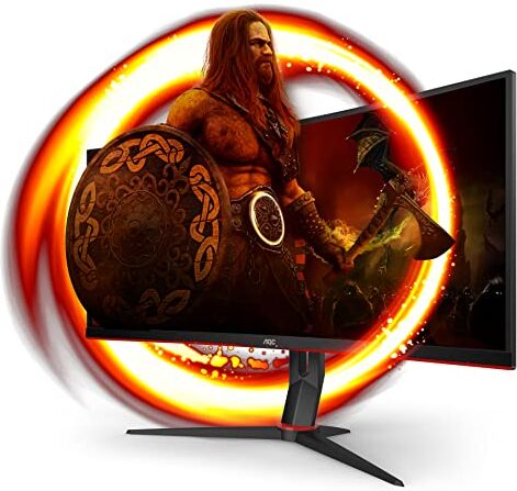 AOC Monitor Italia CU34G2X/BK Monitor Gaming Serie G2 Curvo da 34", WQHD 3440 x 1440 a 144 Hz, HDMI, DisplayPort, FreeSync, Tempo di Risposta 1 ms, Nero/Rosso