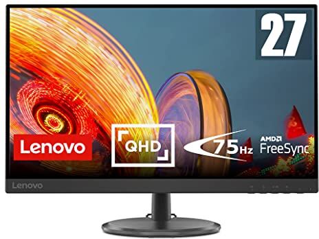 Lenovo C27q-35 68,58 cm (27 pollici, 2560 x 1440, WQHD, 60 Hz, WideView, 250 nits, antiriflesso), monitor (HDMI, DisplayPort, tempo di risposta 4 ms, AMD FreeSync), nero, 66FBGAC6EU