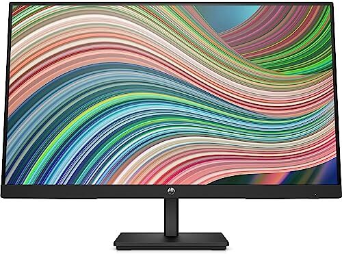 HP V24iE G5 Monitor Full HD da 24" (1920 x 1080, 75 Hz, 5 ms, IPS, 16:9), AMD FreeSync, luce blu bassa, HDMI, VGA, DisplayPort, Joypad OSD, antiriflesso, inclinazione regolabile, nero