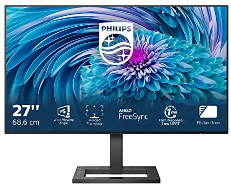 Philips 272E2FA Monitor Gaming FHD da 27", 75 Hz, 4 ms, Sync Adaptive Sync (1920 x 1080, VGA, HDMI, DisplayPort), colore nero