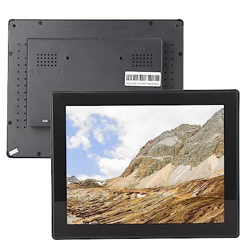 Lazmin112 Monitor Touchscreen da 10,4 Pollici, Schermo Esterno 4:3 Montato a Parete con Pannello HD 800x600 NT, Monitor Touch Capacitivo LED TFT a Risparmio Energetico, HDMI VGA USB (Spina UE)