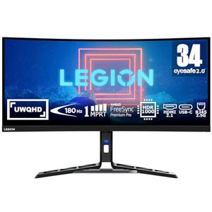 Lenovo Legion Y34wz-30 Monitor Gaming Curvo 34" WQHD (3440x1440), VA, 1ms, 165Hz (Overclock 180Hz), Altoparlanti, Regolabile, AMD FreeSync Premium Pro, HDMI 2.1 + DP + USB-C Lenovo Legion Y34wz-30 Monitor Gaming Curvo 34" WQHD (3440x1440), VA, 1ms, 165Hz (Overclock 180Hz), Altoparlanti, Regolabile, AMD FreeSync Premium Pro, HDMI 2.1 + DP + USB-C