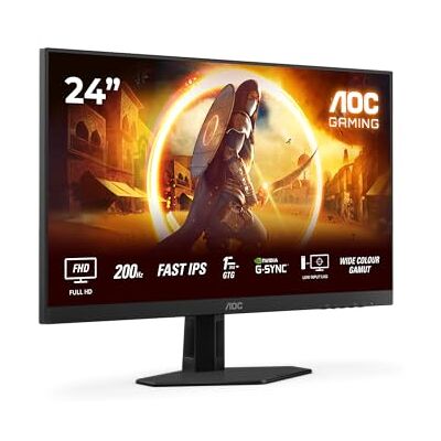 AOC Gaming Monitor 24G4HRE 24 pollici 1920x1080, FHD, 200Hz, Fast IPS Panel, 1ms GtG, Speakers, (HDMI2x 2.0) HDR10, G-Sync Compatible, Nero AOC Gaming Monitor 24G4HRE 24 pollici 1920x1080, FHD, 200Hz, Fast IPS Panel, 1ms GtG, Speakers, (HDMI2x 2.0) HDR10, G-Sync Compatible, Nero