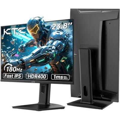 KTC Monitor Gaming, 180Hz / 144Hz 2K QHD (2560 x 1440) Monitor 24 Pollici con pannello Fast-IPS 1ms, HDR 400, Adaptive Sync, 400 cd/m² di luminosità, supporto regolabile per rotazione e sollevamento KTC Monitor Gaming, 180Hz / 144Hz 2K QHD (2560 x 1440) Monitor 24 Pollici con pannello Fast-IPS 1ms, HDR 400, Adaptive Sync, 400 cd/m² di luminosità, supporto regolabile per rotazione e sollevamento