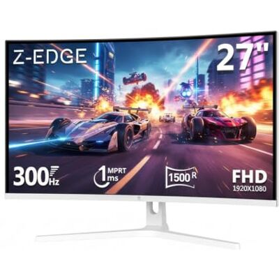 Z-Edge Monitor 27 Pollici Gaming Curvo Bianco 300 Hz (DP), FHD, 1 ms, FreeSync, 240Hz (HDMI), Schermo LED 16:9 per, Inclinazione Regolabile, VA, HDR, 3000:1, RGB, Compatibile VESA Z-Edge Monitor 27 Pollici Gaming Curvo Bianco 300 Hz (DP), FHD, 1 ms, FreeSync, 240Hz (HDMI), Schermo LED 16:9 per, Inclinazione Regolabile, VA, HDR, 3000:1, RGB, Compatibile VESA