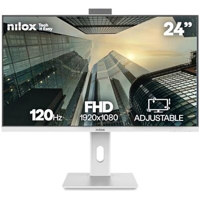 Nilox NXM24RWEB02W Monitor Business 24'' IPS Full HD 120 Hz (Bianco), Webcam FHD Integrata, Regolabile, Connessioni HDMI/DP/VGA Nilox NXM24RWEB02W Monitor Business 24'' IPS Full HD 120 Hz (Bianco), Webcam FHD Integrata, Regolabile, Connessioni HDMI/DP/VGA