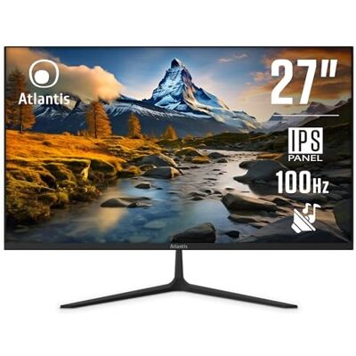 Atlantis Monitor 27 pollici, schermo 27" IPS 100Hz, Full HD 1920x1080, VGA HDMI DP, MULTIMEDIALE, FreeSync, Uscita Audio/Cuffie, inclin, risposta 5ms, Contrasto 1000:1, Angolo 178/178, Cavo HDMI 1,5m Atlantis Monitor 27 pollici, schermo 27" IPS 100Hz, Full HD 1920x1080, VGA HDMI DP, MULTIMEDIALE, FreeSync, Uscita Audio/Cuffie, inclin, risposta 5ms, Contrasto 1000:1, Angolo 178/178, Cavo HDMI 1,5m