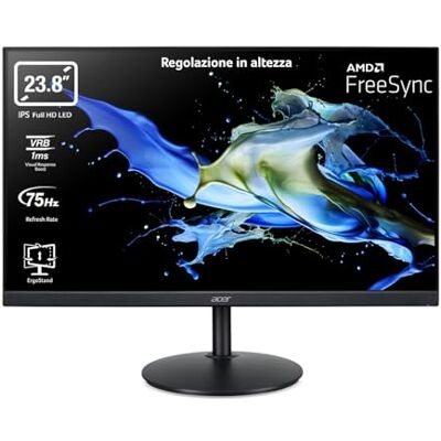 Acer CB242Ybmiprx Monitor Professionale FreeSync, 23,8", Display IPS Full HD, 75 Hz, 1 ms, 16:9, VGA, HDMI 1.4, DP 1.2, Lum 250 cd/m2, Speaker Integrati, Regolazione in Altezza, Cavo HDMI Incluso Acer CB242Ybmiprx Monitor Professionale FreeSync, 23,8", Display IPS Full HD, 75 Hz, 1 ms, 16:9, VGA, HDMI 1.4, DP 1.2, Lum 250 cd/m2, Speaker Integrati, Regolazione in Altezza, Cavo HDMI Incluso