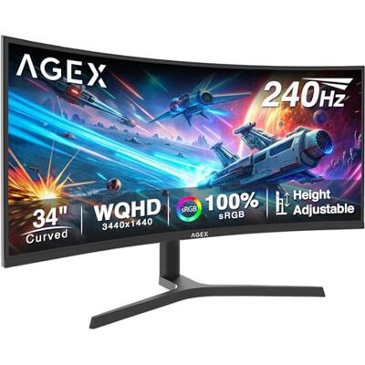 Z-Edge AGEX Monitor Gaming Curvo 34 pollici, 240 Hz, risoluzione Ultrawide 21:9 UWQHD, MPRT di 1 ms, Pannello VA, Luminosità di 350 cd/m², Adaptive Sync, PiP, DP 1.4 e HDMI 12.1, regolabile in altezza Z-Edge AGEX Monitor Gaming Curvo 34 pollici, 240 Hz, risoluzione Ultrawide 21:9 UWQHD, MPRT di 1 ms, Pannello VA, Luminosità di 350 cd/m², Adaptive Sync, PiP, DP 1.4 e HDMI 12.1, regolabile in altezza